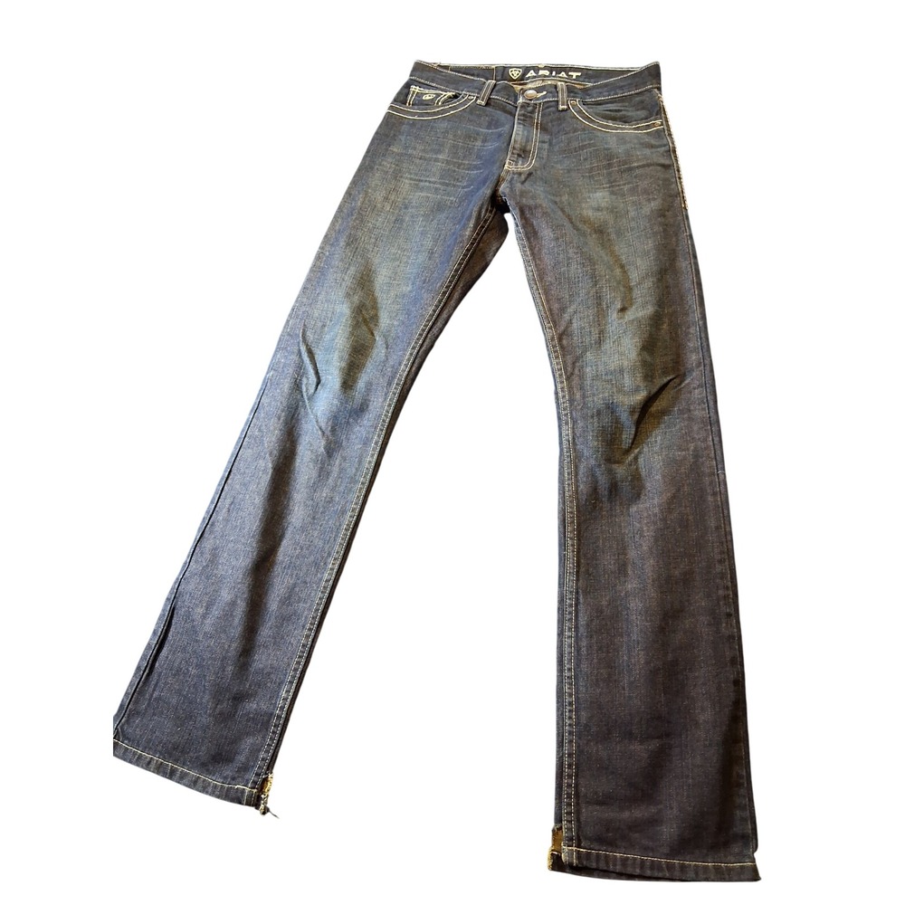 Ariat Mens M-Series Dark Wash Straight Leg Denim Jeans 28x32 Indigo Blue